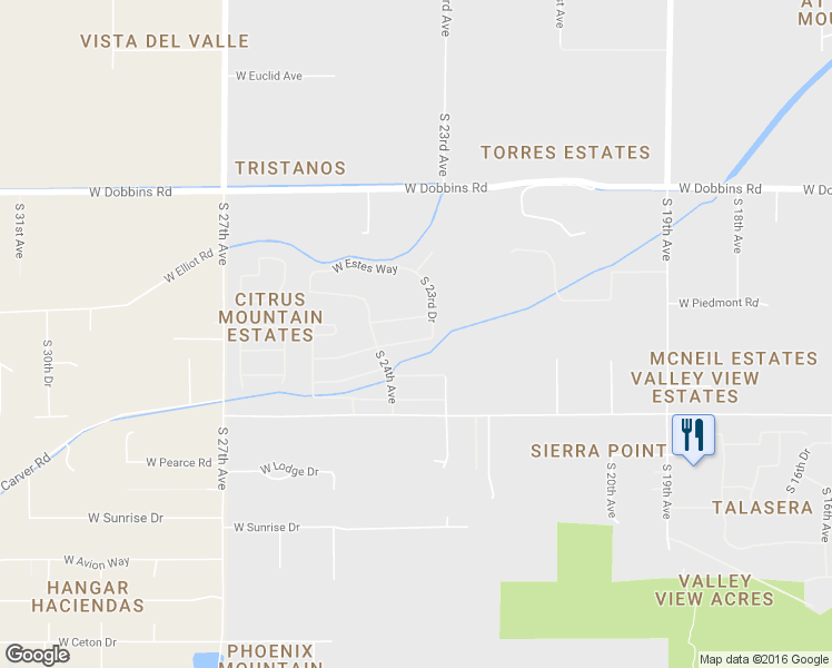 map of restaurants, bars, coffee shops, grocery stores, and more near 2316 West Corral Road in Phoenix