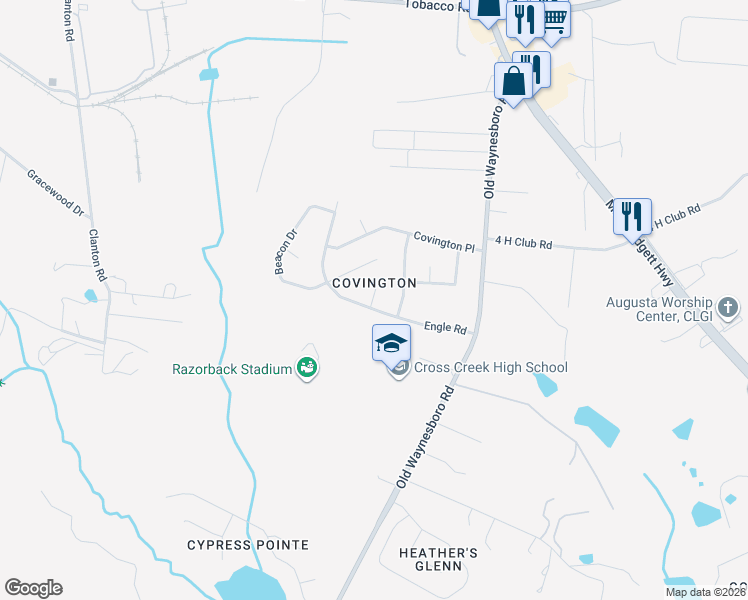 map of restaurants, bars, coffee shops, grocery stores, and more near 1857 Engle Road in Augusta