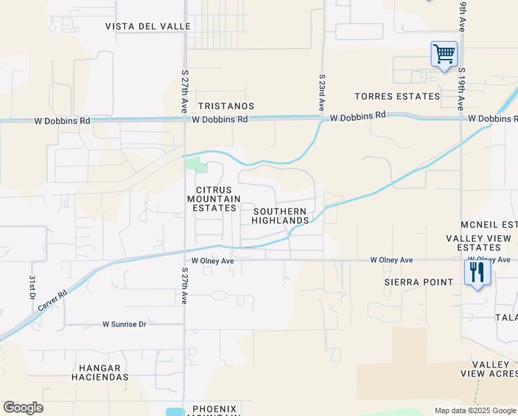 map of restaurants, bars, coffee shops, grocery stores, and more near 2428 West Piedmont Road in Phoenix