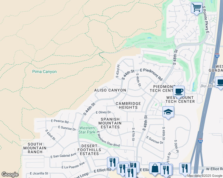 map of restaurants, bars, coffee shops, grocery stores, and more near 4346 East McNeil Street in Phoenix