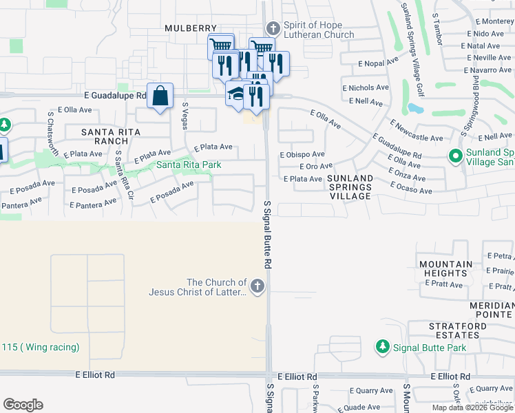 map of restaurants, bars, coffee shops, grocery stores, and more near 3123 South Del Rancho in Mesa