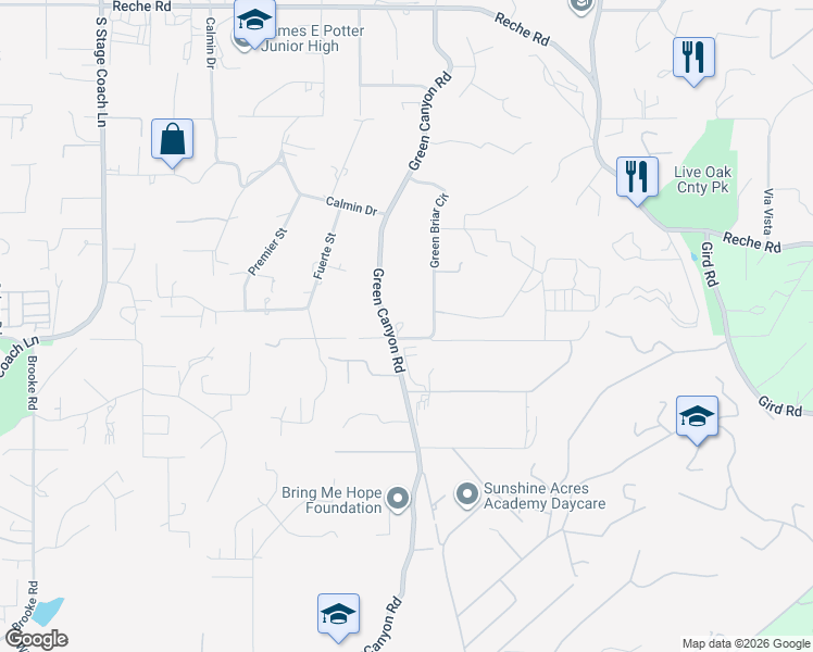 map of restaurants, bars, coffee shops, grocery stores, and more near 1769 Green Briar Circle in Fallbrook