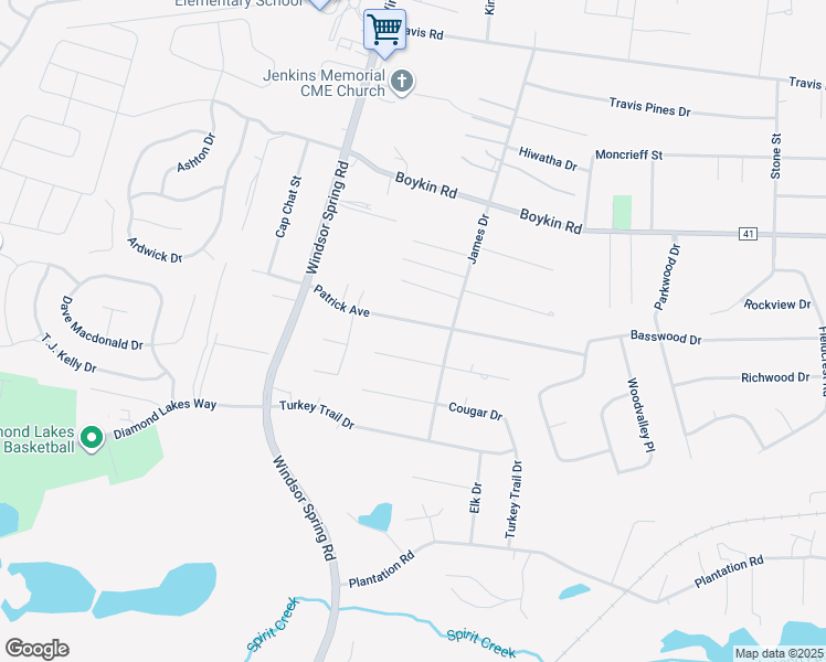 map of restaurants, bars, coffee shops, grocery stores, and more near 2408 Patrick Avenue in Hephzibah