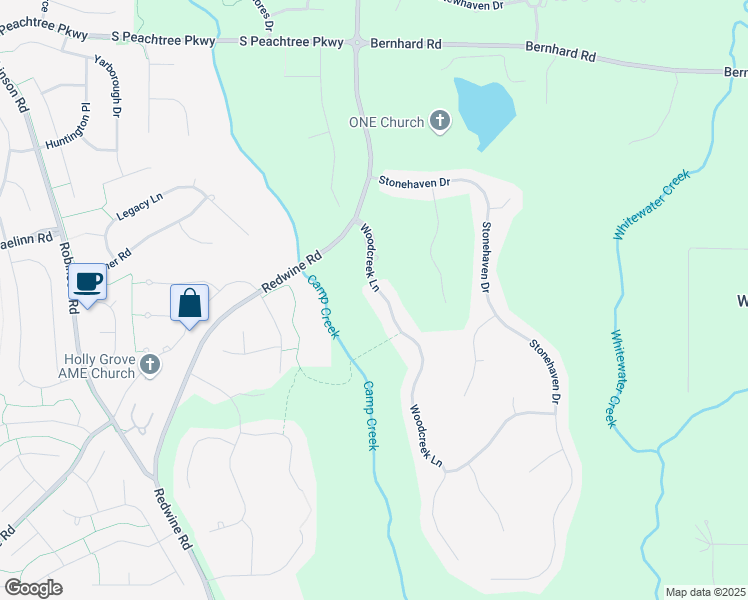map of restaurants, bars, coffee shops, grocery stores, and more near 155 Woodcreek Lane in Fayetteville