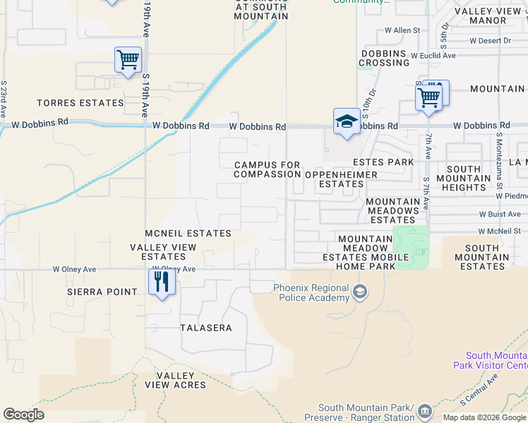 map of restaurants, bars, coffee shops, grocery stores, and more near 9630 North 15th Place in Phoenix