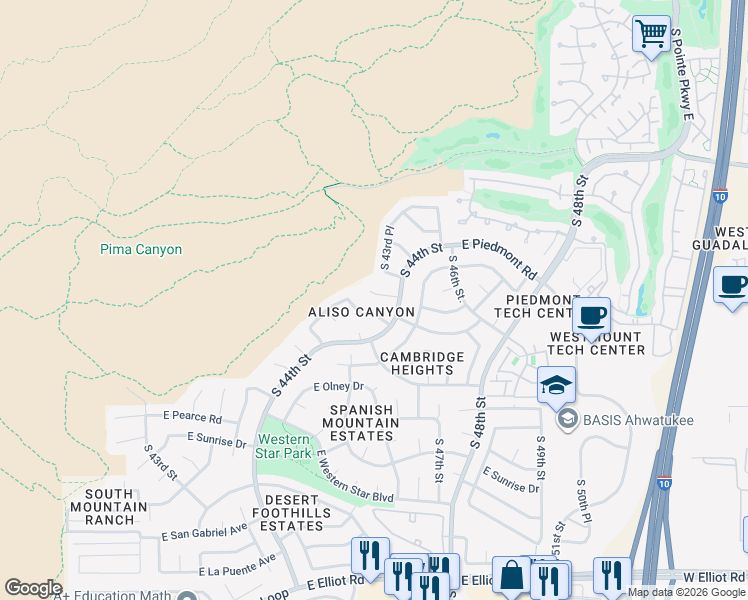 map of restaurants, bars, coffee shops, grocery stores, and more near 4346 East McNeil Street in Phoenix