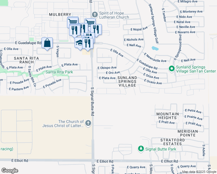 map of restaurants, bars, coffee shops, grocery stores, and more near 3155 South Signal Butte Road in Mesa