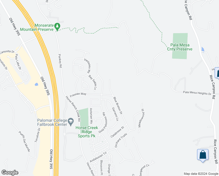 map of restaurants, bars, coffee shops, grocery stores, and more near 35828 Blue Breton Drive in Fallbrook