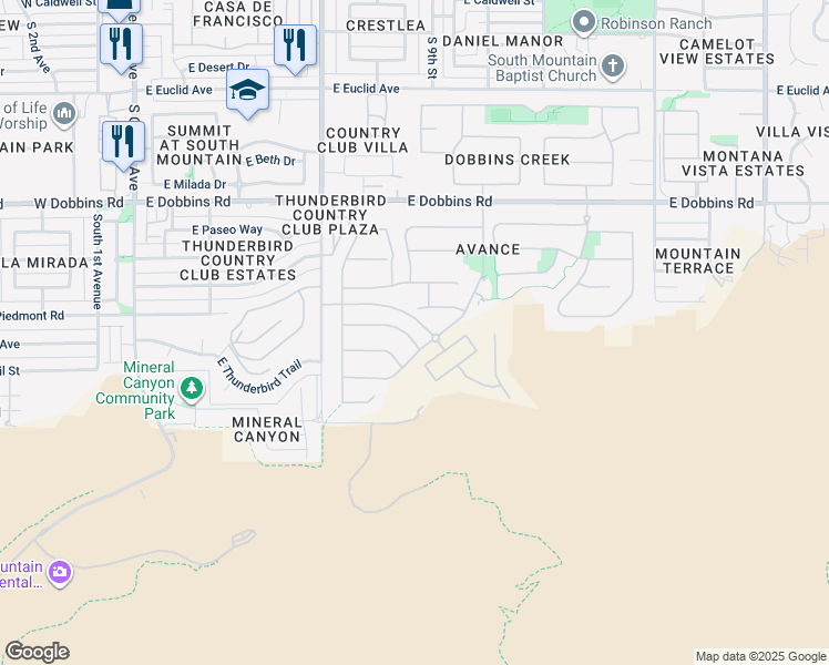 map of restaurants, bars, coffee shops, grocery stores, and more near 916 East Buist Avenue in Phoenix