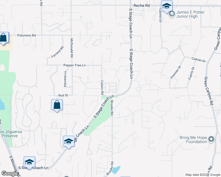 map of restaurants, bars, coffee shops, grocery stores, and more near 1638 Calavo Road in Fallbrook
