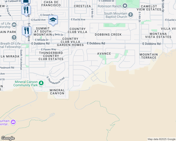map of restaurants, bars, coffee shops, grocery stores, and more near 916 East Buist Avenue in Phoenix