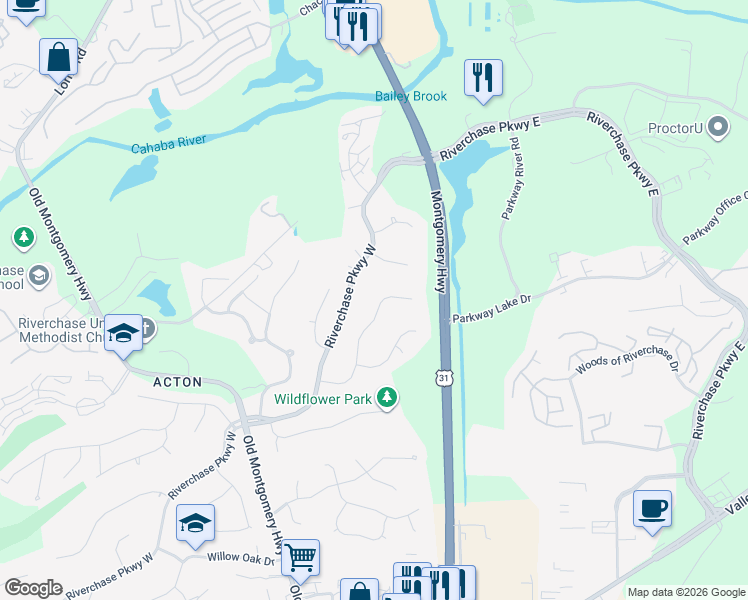 map of restaurants, bars, coffee shops, grocery stores, and more near 2132 Partridge Berry Road in Birmingham