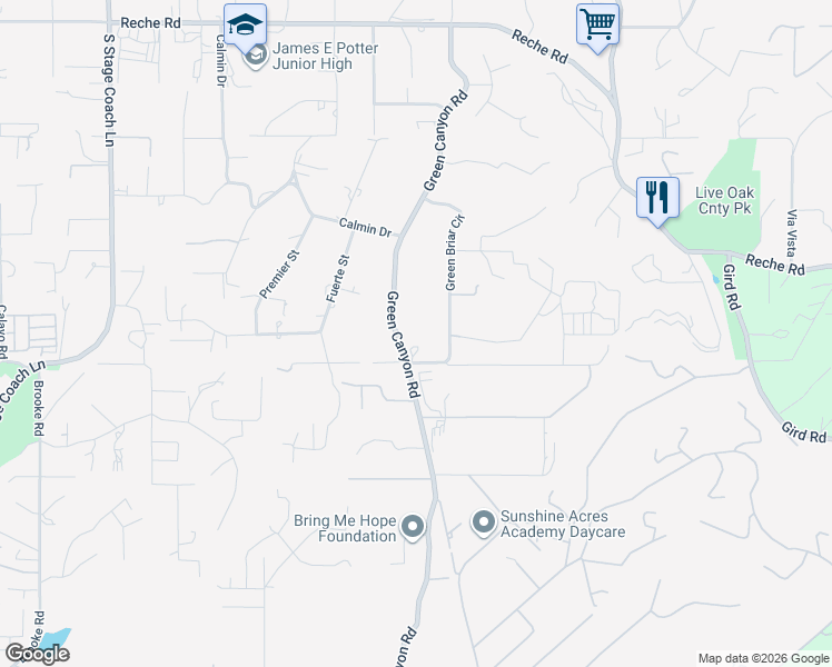 map of restaurants, bars, coffee shops, grocery stores, and more near 1769 Green Briar Circle in Fallbrook