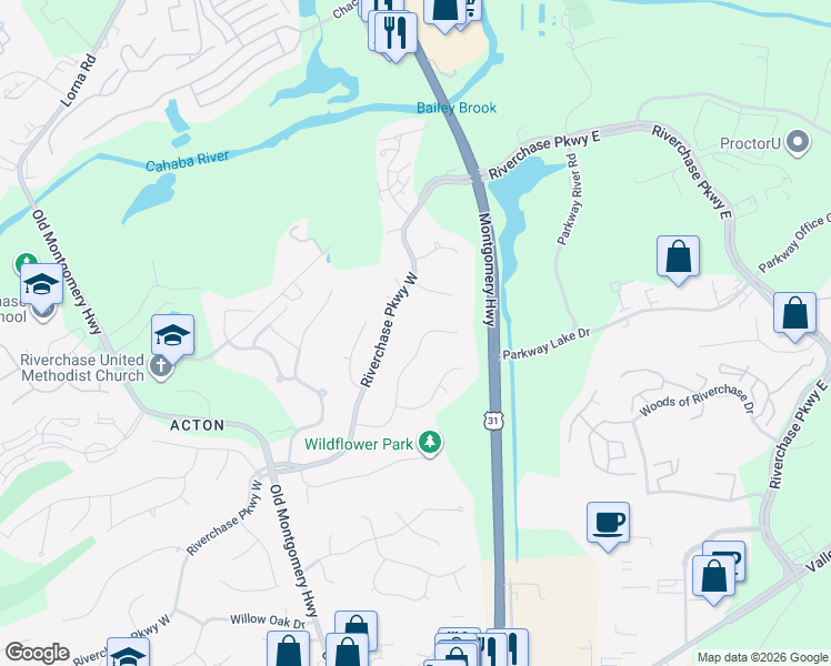 map of restaurants, bars, coffee shops, grocery stores, and more near 2132 Partridge Berry Road in Birmingham