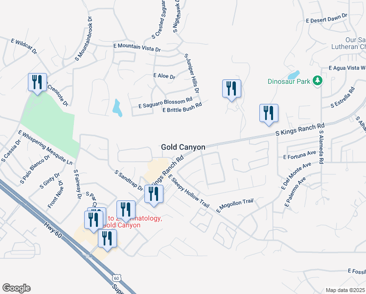map of restaurants, bars, coffee shops, grocery stores, and more near in Gold Canyon