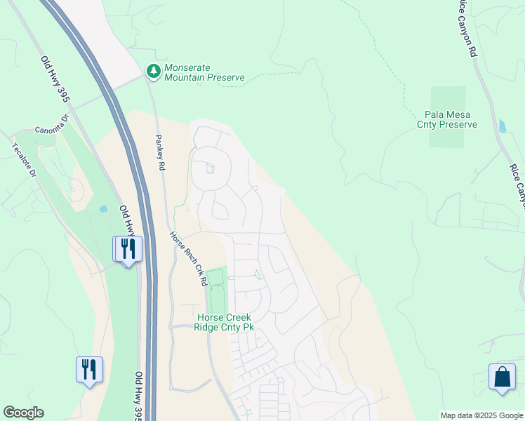 map of restaurants, bars, coffee shops, grocery stores, and more near Shetland Hills East in San Diego County