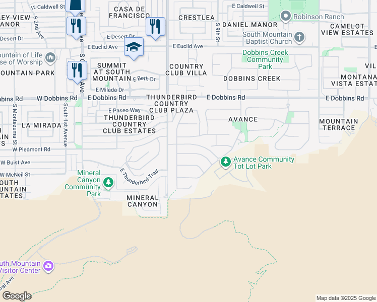 map of restaurants, bars, coffee shops, grocery stores, and more near 818 East Buist Avenue in Phoenix