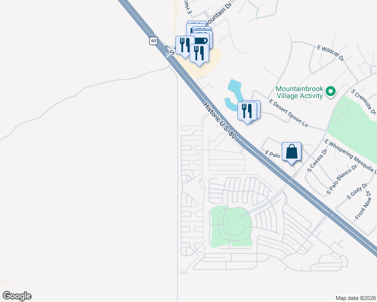 map of restaurants, bars, coffee shops, grocery stores, and more near East 6th Street in Gold Canyon