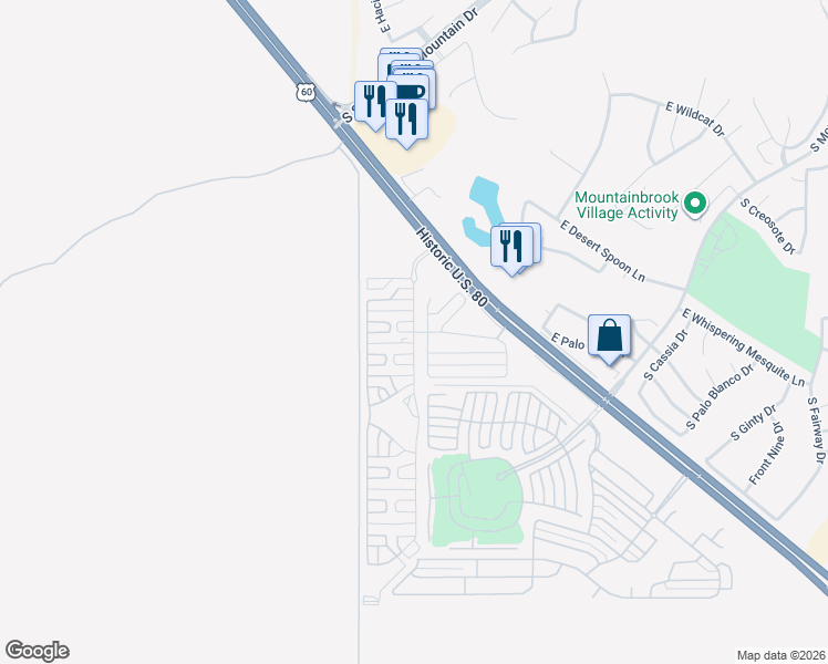 map of restaurants, bars, coffee shops, grocery stores, and more near East 6th Street in Gold Canyon