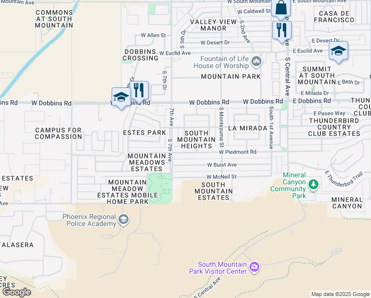 map of restaurants, bars, coffee shops, grocery stores, and more near 508 West Piedmont Road in Phoenix