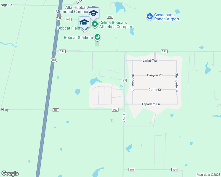 map of restaurants, bars, coffee shops, grocery stores, and more near 2944 Crossbow Lane in Celina