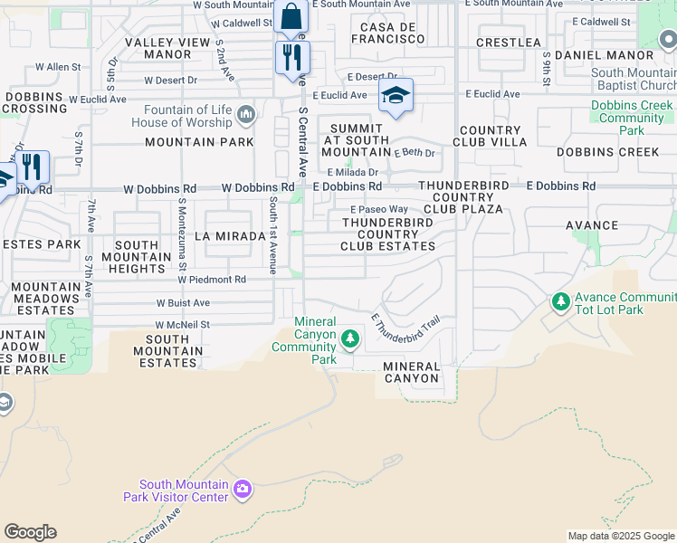 map of restaurants, bars, coffee shops, grocery stores, and more near 122 East Piedmont Road in Phoenix