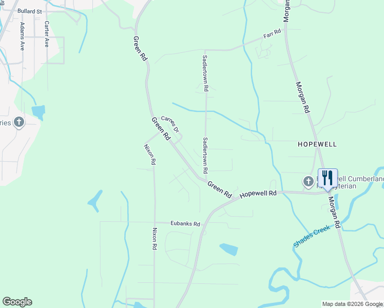 map of restaurants, bars, coffee shops, grocery stores, and more near 3463 Misty Hollow Drive in Bessemer