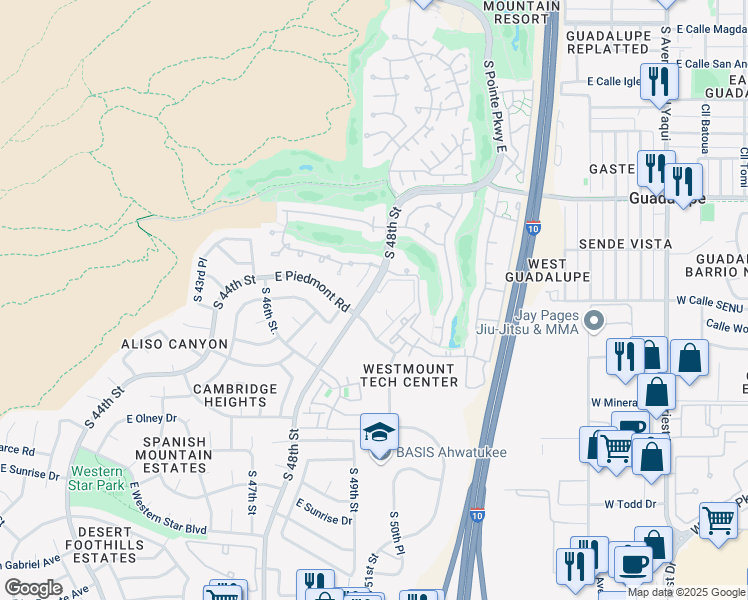 map of restaurants, bars, coffee shops, grocery stores, and more near 9605 South 48th Street in Phoenix