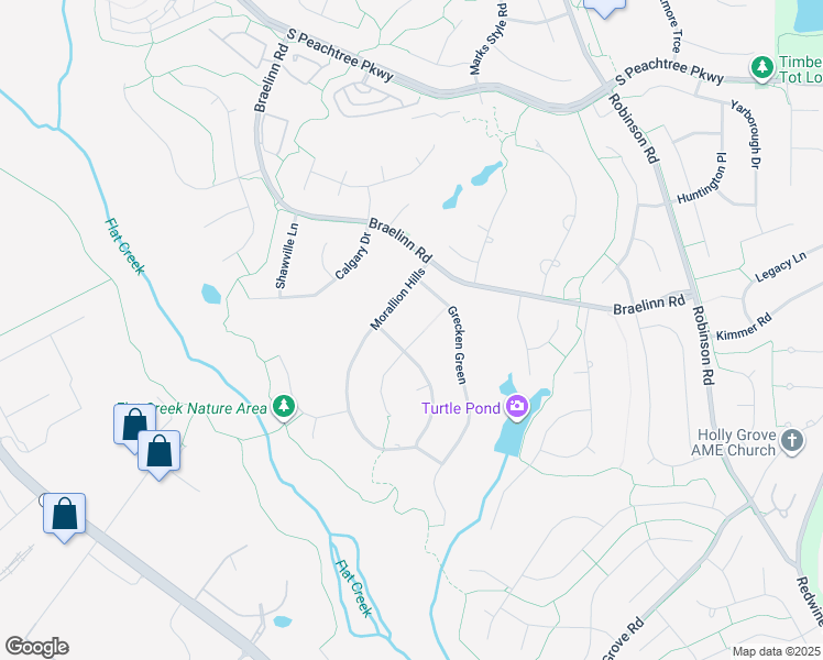 map of restaurants, bars, coffee shops, grocery stores, and more near 503 Amber Path in Peachtree City