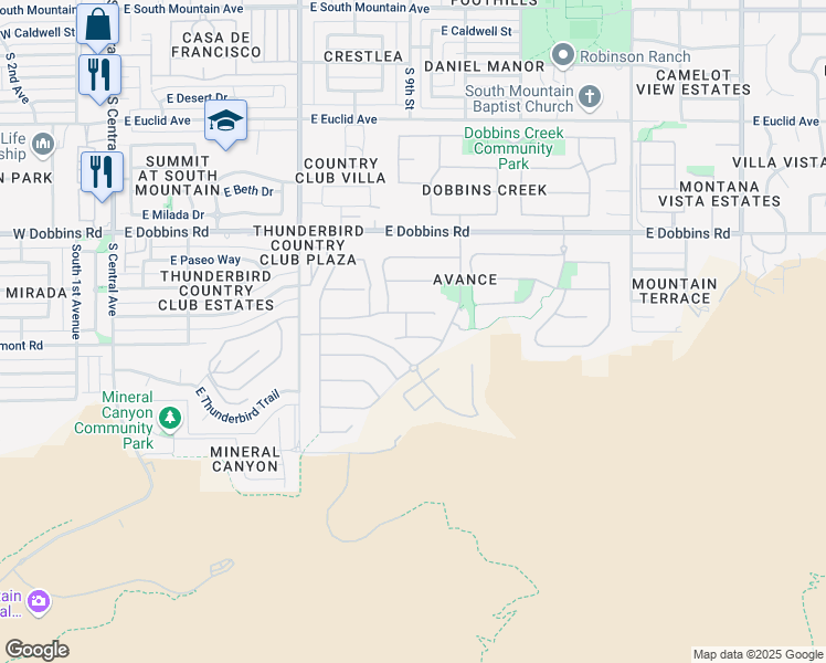 map of restaurants, bars, coffee shops, grocery stores, and more near 928 East Piedmont Road in Phoenix