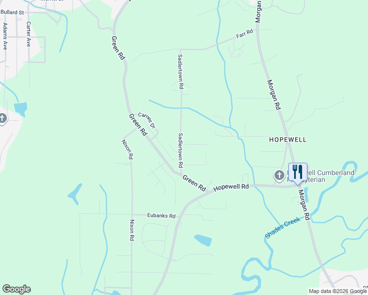 map of restaurants, bars, coffee shops, grocery stores, and more near 2101 Sadlertown Road in Bessemer