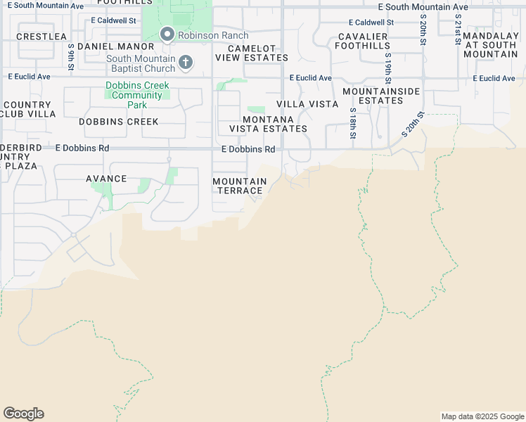 map of restaurants, bars, coffee shops, grocery stores, and more near 9415 South 15th Street in Phoenix