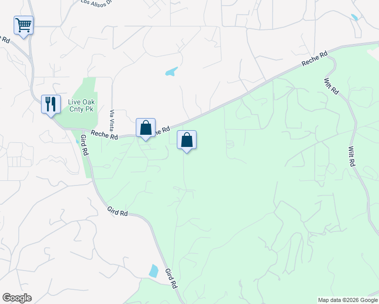 map of restaurants, bars, coffee shops, grocery stores, and more near 3129 Reche Road in Fallbrook
