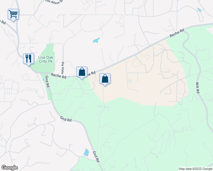 map of restaurants, bars, coffee shops, grocery stores, and more near 3129 Reche Road in Fallbrook