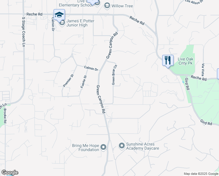 map of restaurants, bars, coffee shops, grocery stores, and more near 1743 Green Briar Circle in Fallbrook
