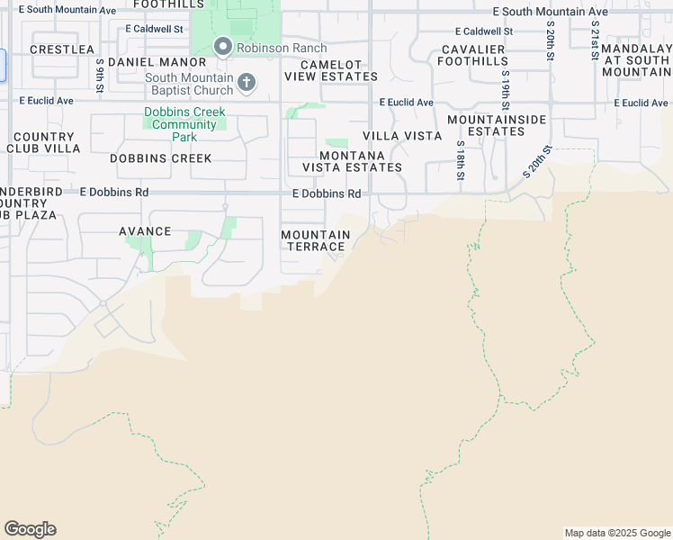 map of restaurants, bars, coffee shops, grocery stores, and more near 9415 South 15th Street in Phoenix