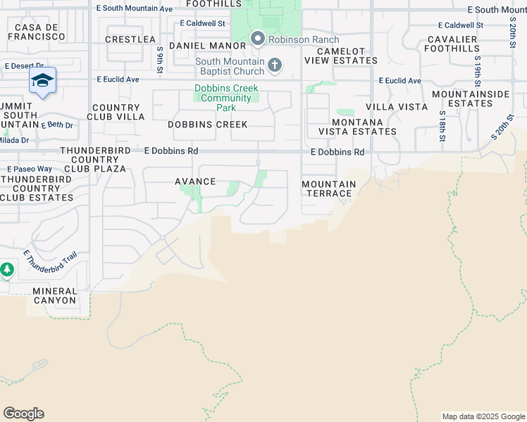 map of restaurants, bars, coffee shops, grocery stores, and more near 1333 East Monte Way in Phoenix