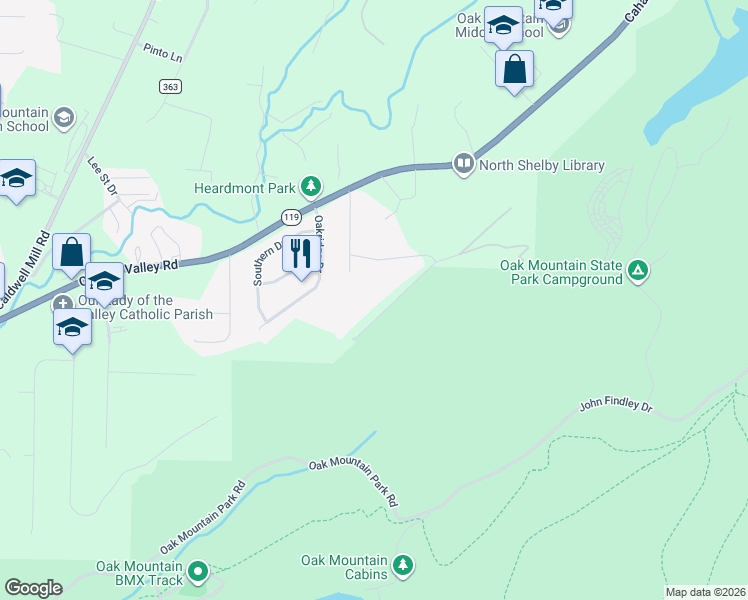 map of restaurants, bars, coffee shops, grocery stores, and more near 124 Spring Road in Birmingham