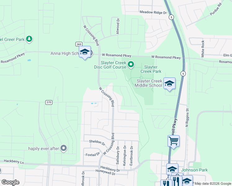 map of restaurants, bars, coffee shops, grocery stores, and more near in Anna