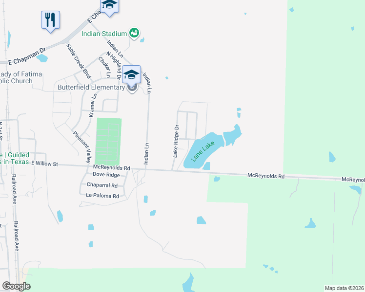 map of restaurants, bars, coffee shops, grocery stores, and more near 2006 Ridgeview Court in Sanger