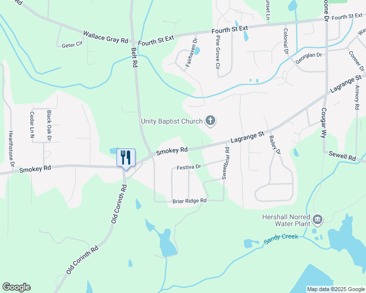 map of restaurants, bars, coffee shops, grocery stores, and more near 400 Smokey Road in Newnan