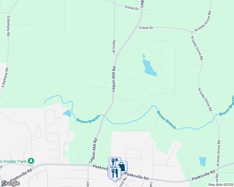 map of restaurants, bars, coffee shops, grocery stores, and more near 320 Leguin Mill Road in Locust Grove
