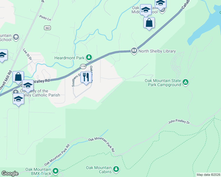 map of restaurants, bars, coffee shops, grocery stores, and more near 120 Spring Road in Birmingham
