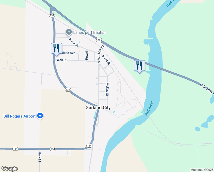 map of restaurants, bars, coffee shops, grocery stores, and more near 502 McKay Street in Garland City