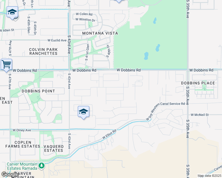 map of restaurants, bars, coffee shops, grocery stores, and more near 4009 West Hayduk Road in Phoenix