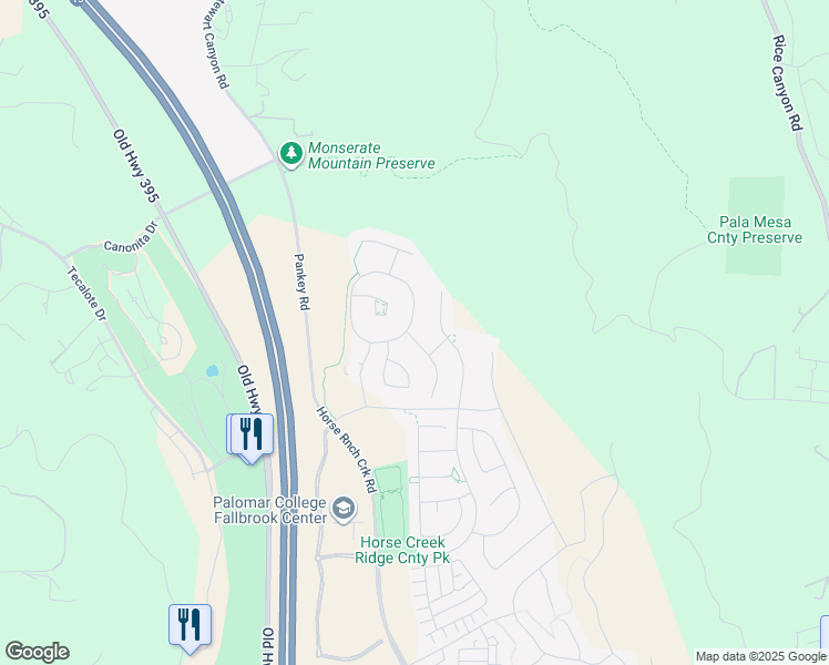 map of restaurants, bars, coffee shops, grocery stores, and more near 303 Ventasso Way in Fallbrook