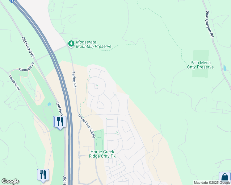 map of restaurants, bars, coffee shops, grocery stores, and more near Shetland Hills East in San Diego County