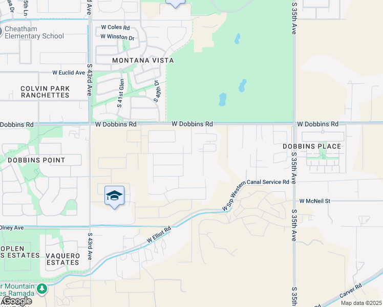 map of restaurants, bars, coffee shops, grocery stores, and more near 9201 South 39th Avenue in Phoenix