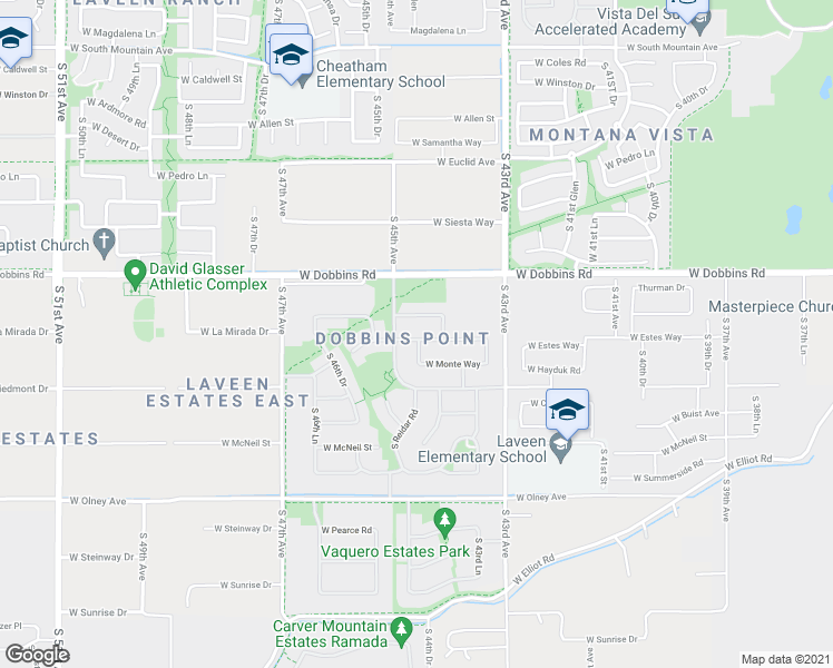 map of restaurants, bars, coffee shops, grocery stores, and more near 4416 West Hopi Trail in Phoenix