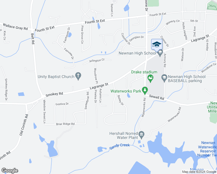 map of restaurants, bars, coffee shops, grocery stores, and more near 240 Lagrange Street in Newnan